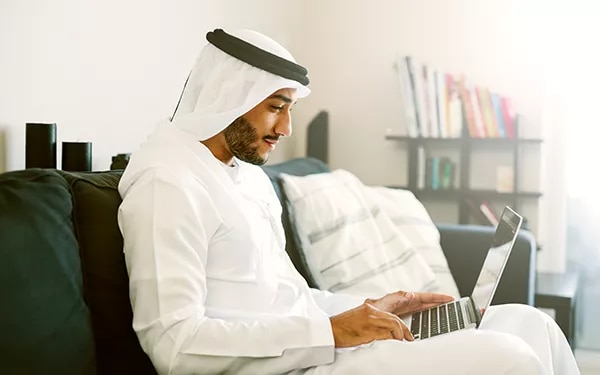 Man working on a computer